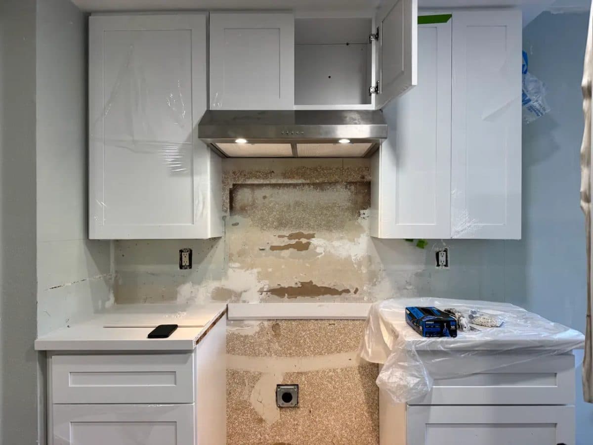Kitchen backsplash tile installation, Carmichael, CA, before