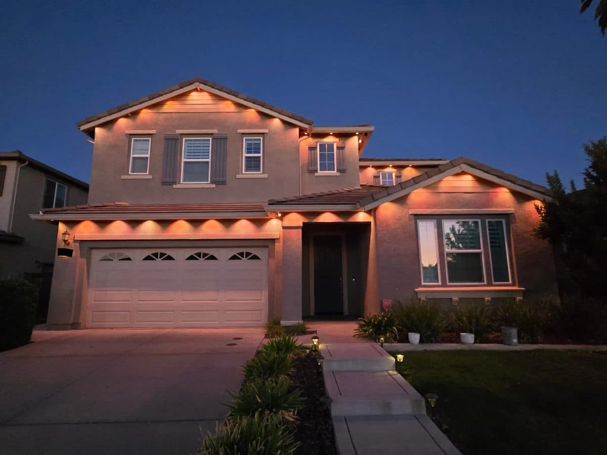 Govee permanent outdoor lights Prism 200 ft installation, Roseville, CA, after