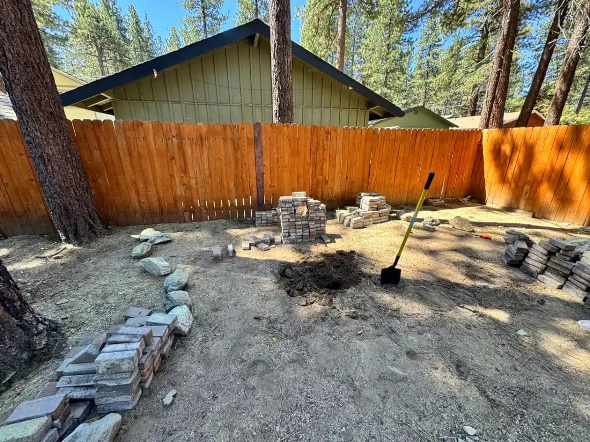 Paver hot tub pad installation, South Lake Tahoe, before