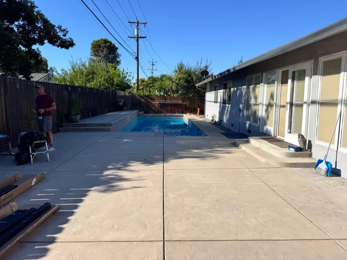 Kozyard 10x12 aluminum hardtop gazebo installation, Stockton, CA, before